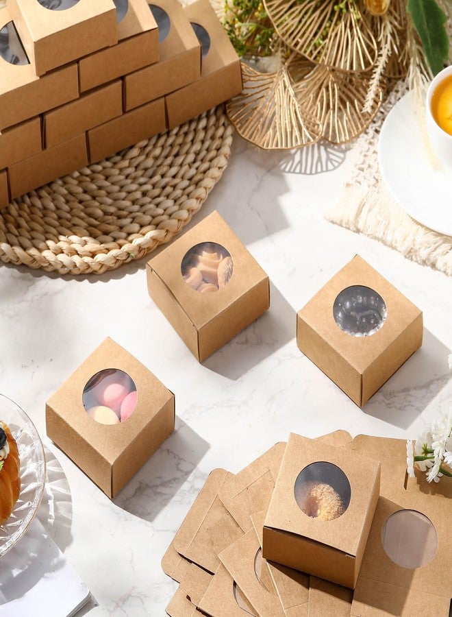 تاوباري علب صابون تاو باري 100 قطعة لصنع الصابون منزلياً، علب تغليف هدايا ورقية صغيرة 3 × 3 × 1.2 بوصة مع نافذة، أغلفة هدايا لصنع الصابون وتوزيعات الحفلات (دائرية، كرافت) - Image 4